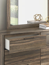 Elbrim Brown King Panel Bed, Dresser, Mirror and Nightstand from Ashley Furniture - Luna Furniture