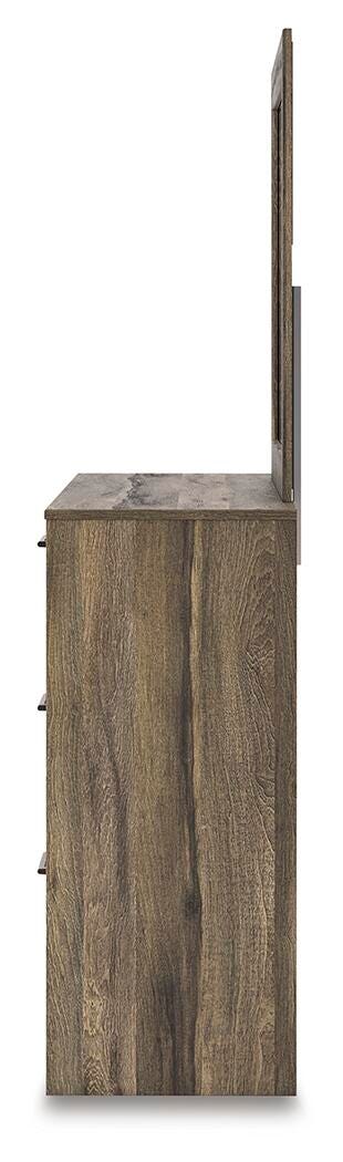 Elbrim Brown King Panel Bed, Dresser, Mirror and Nightstand from Ashley Furniture - Luna Furniture