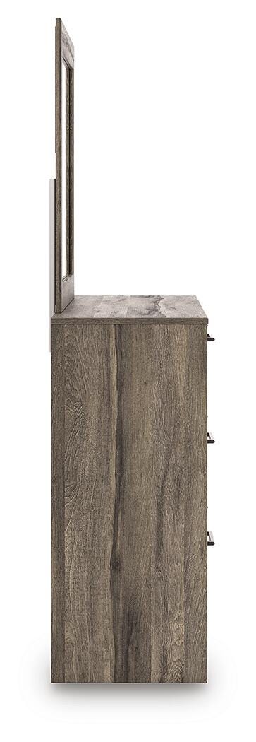 Elbrim Brown Queen Panel Bed, Dresser, Mirror and Nightstand from Ashley Furniture - Luna Furniture