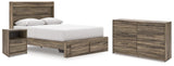 Elbrim Brown Queen Panel Storage Bed, Dresser and Nightstand from Ashley Furniture - Luna Furniture