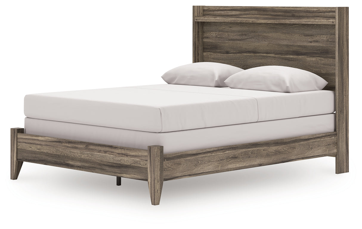 Elbrim Brown Queen Panel Bed, Dresser, Mirror and Nightstand from Ashley Furniture - Luna Furniture