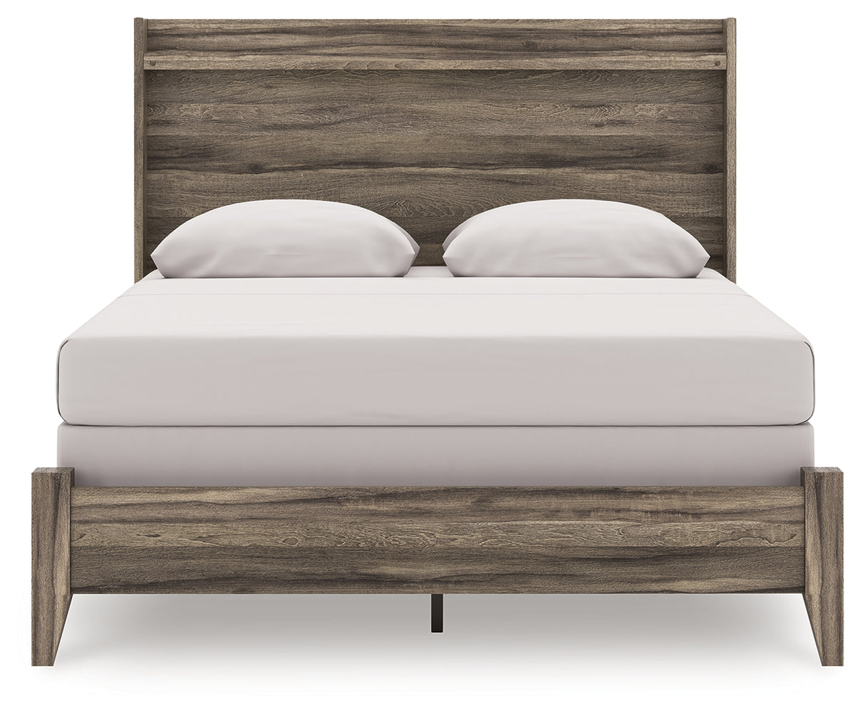 Elbrim Brown Queen Panel Bed, Dresser, Mirror and Nightstand from Ashley Furniture - Luna Furniture