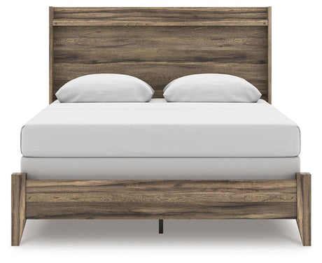 Elbrim Brown Queen Panel Bed, Dresser, Mirror and Nightstand from Ashley Furniture - Luna Furniture