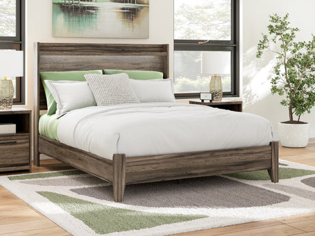 Elbrim Brown Queen Panel Bed, Dresser, Mirror and Nightstand from Ashley Furniture - Luna Furniture