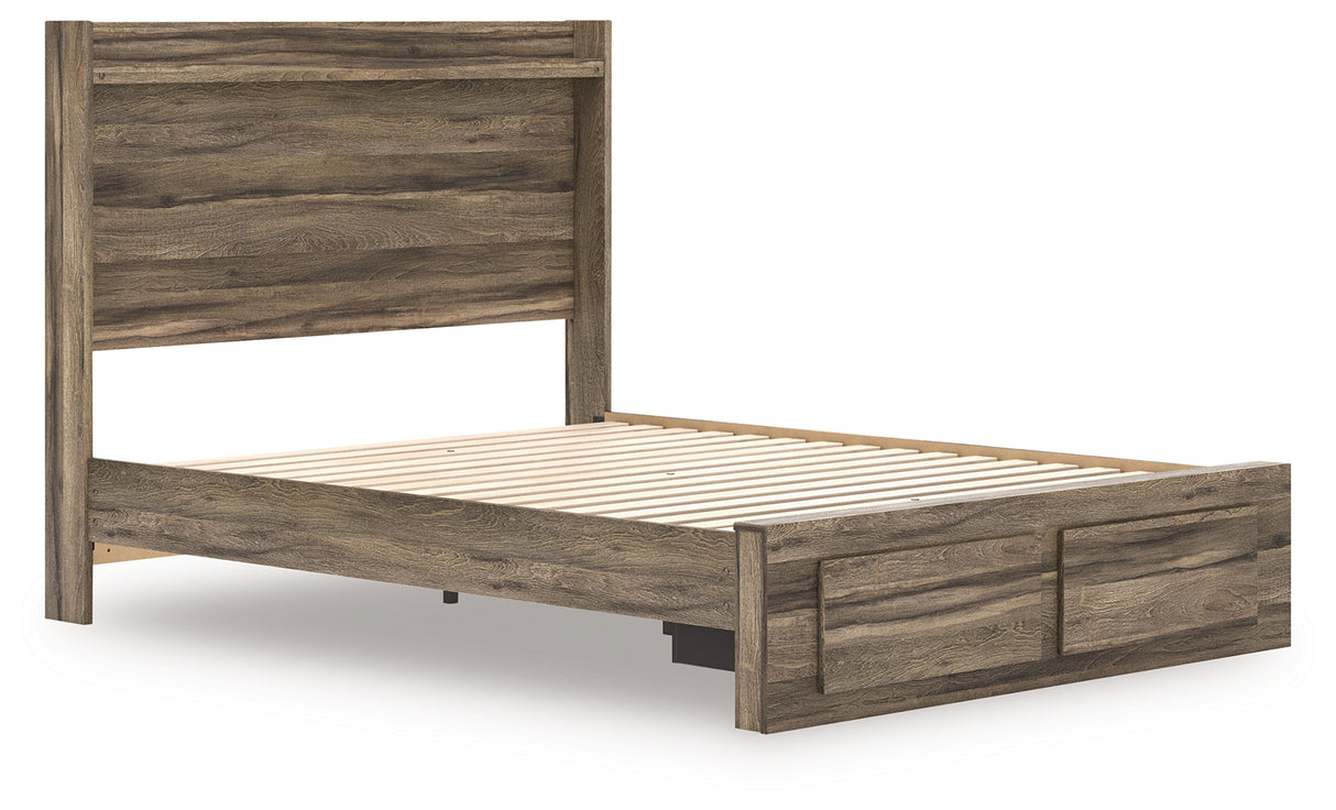 Elbrim Brown Queen Panel Storage Bed, Dresser, Mirror and Nightstand from Ashley Furniture - Luna Furniture