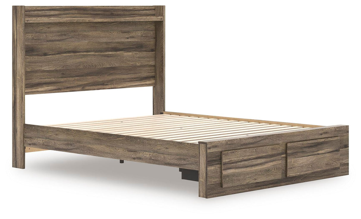 Elbrim Brown Queen Panel Storage Bed, Dresser, Mirror and Nightstand from Ashley Furniture - Luna Furniture