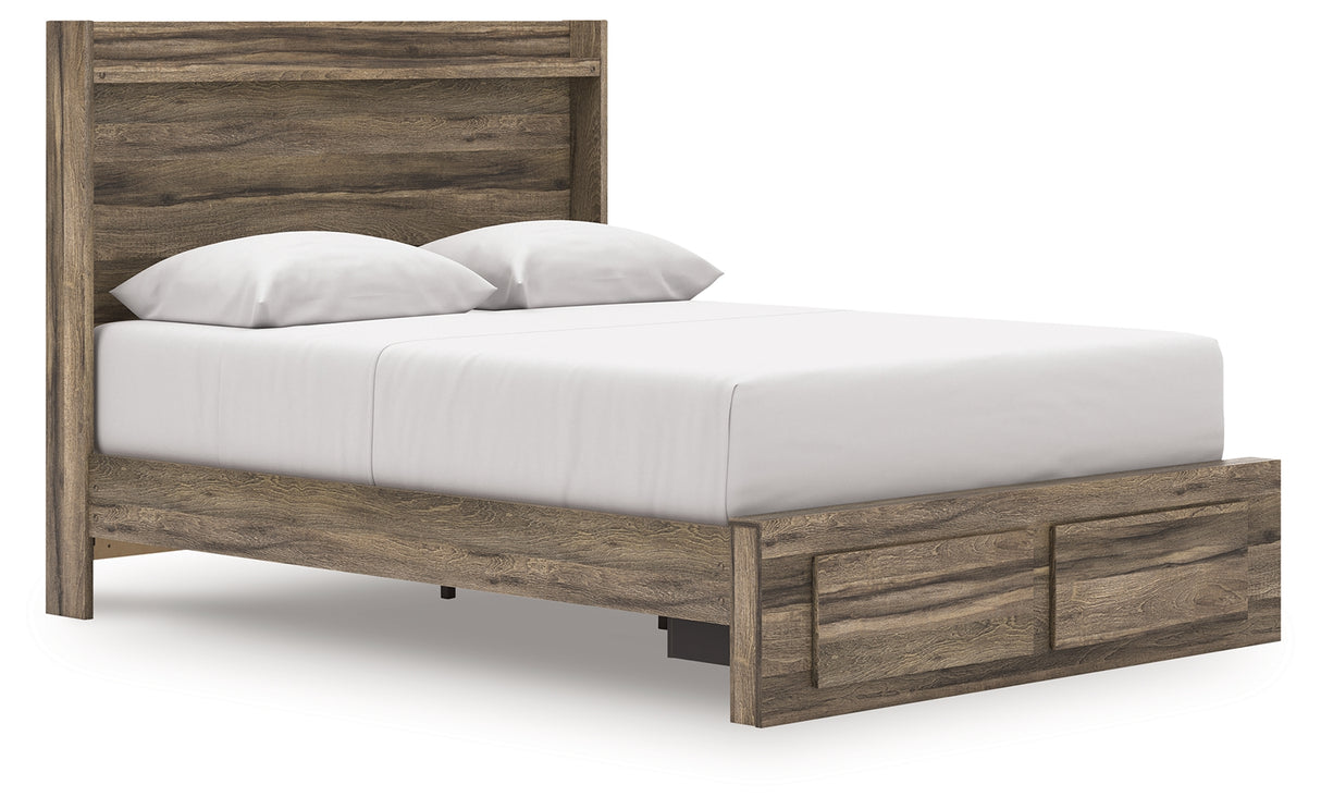 Elbrim Brown Queen Panel Storage Bed, Dresser, Mirror and Nightstand from Ashley Furniture - Luna Furniture