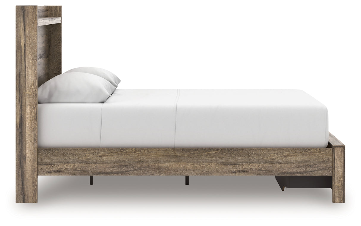 Elbrim Brown Queen Panel Storage Bed, Dresser, Mirror and Nightstand from Ashley Furniture - Luna Furniture