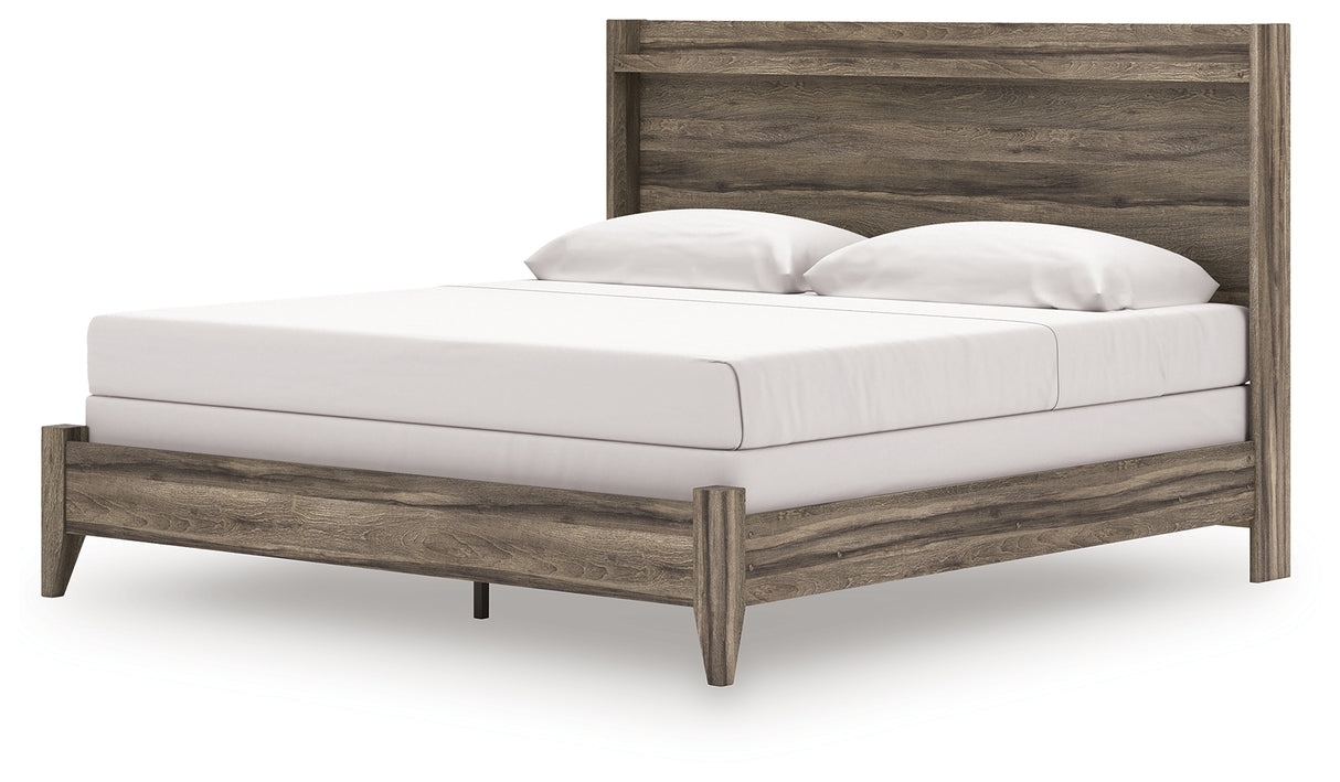 Elbrim Brown King Panel Bed, Dresser, Mirror and Nightstand from Ashley Furniture - Luna Furniture