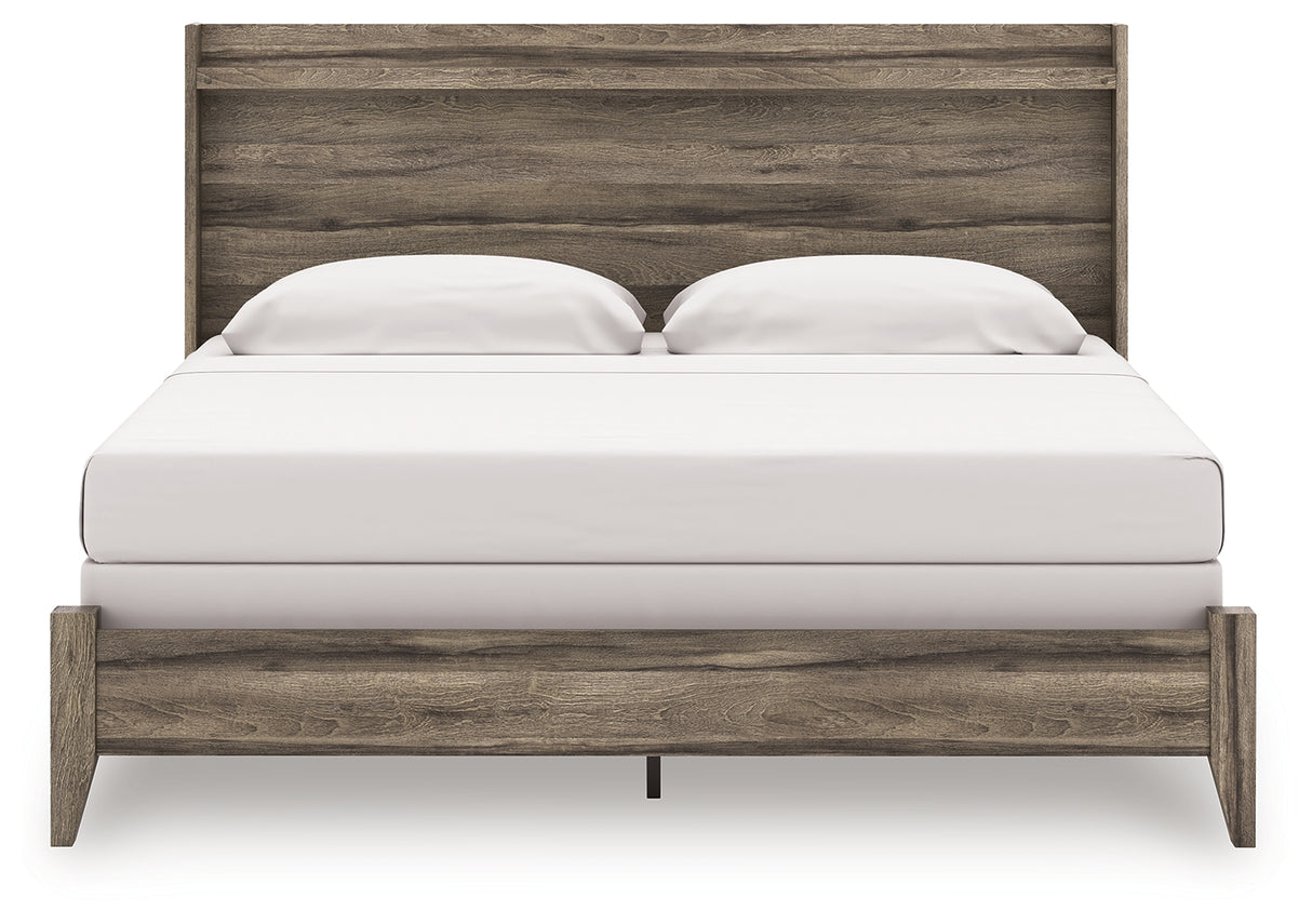 Elbrim Brown King Panel Bed, Dresser, Mirror and Nightstand from Ashley Furniture - Luna Furniture