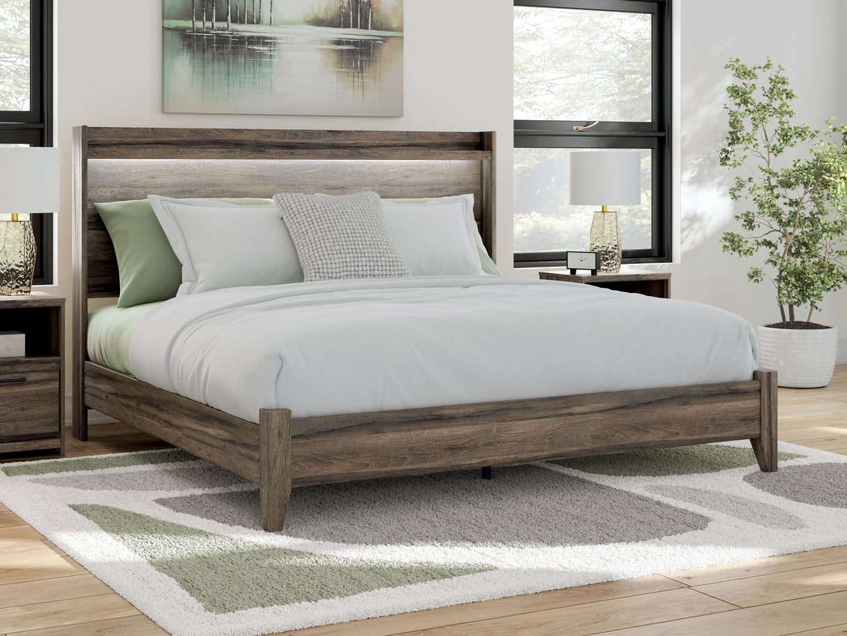 Elbrim Brown King Panel Bed, Dresser, Mirror and Nightstand from Ashley Furniture - Luna Furniture
