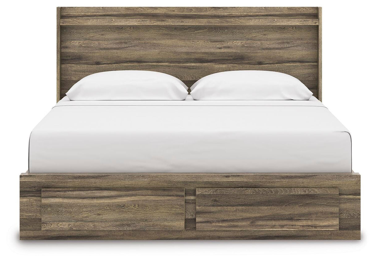 Elbrim Brown King Panel Storage Bed from Ashley - Luna Furniture