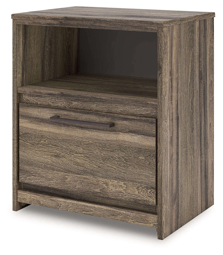 Elbrim Brown Queen Panel Bed, Dresser, Mirror and Nightstand from Ashley Furniture - Luna Furniture