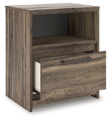 Elbrim Brown Queen Panel Storage Bed, Dresser, Mirror and Nightstand from Ashley Furniture - Luna Furniture