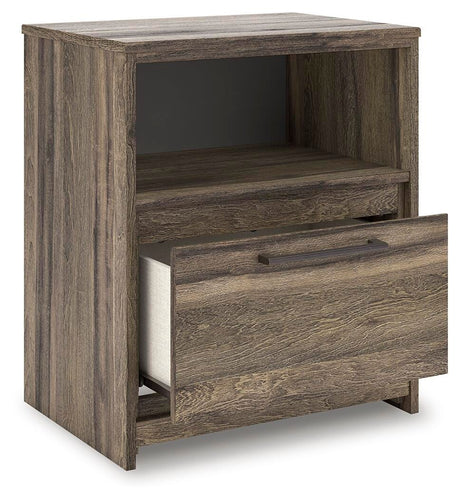 Elbrim Brown Queen Panel Storage Bed, Dresser, Mirror and Nightstand from Ashley Furniture - Luna Furniture
