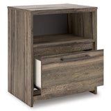 Elbrim Brown LED Storage Panel Bedroom Set with 2 Footboard Drawers from Ashley - Luna Furniture