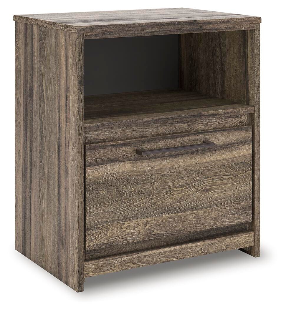 Elbrim Brown King Panel Bed, Dresser, Mirror and Nightstand from Ashley Furniture - Luna Furniture