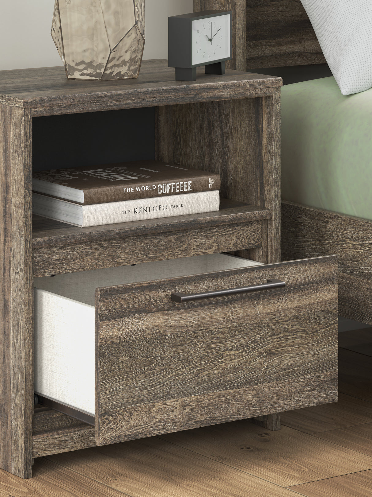 Elbrim Brown King Panel Bed, Dresser, Mirror and Nightstand from Ashley Furniture - Luna Furniture