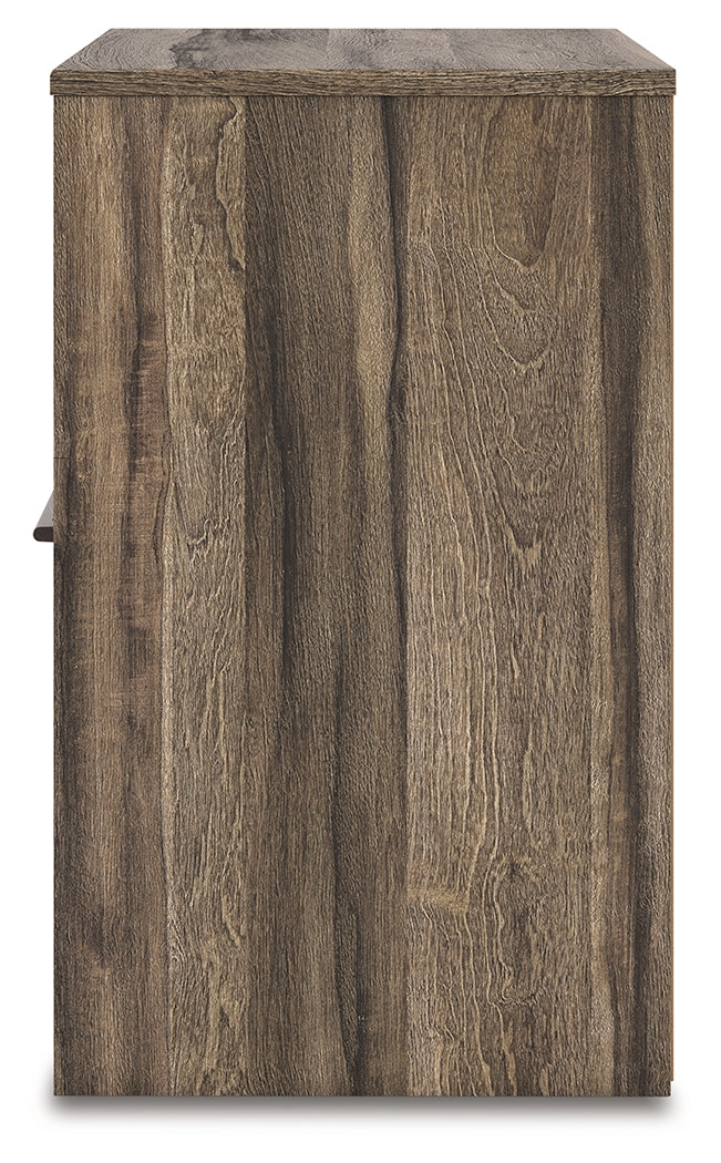 Elbrim Brown Queen Panel Storage Bed, Dresser, Mirror and Nightstand from Ashley Furniture - Luna Furniture