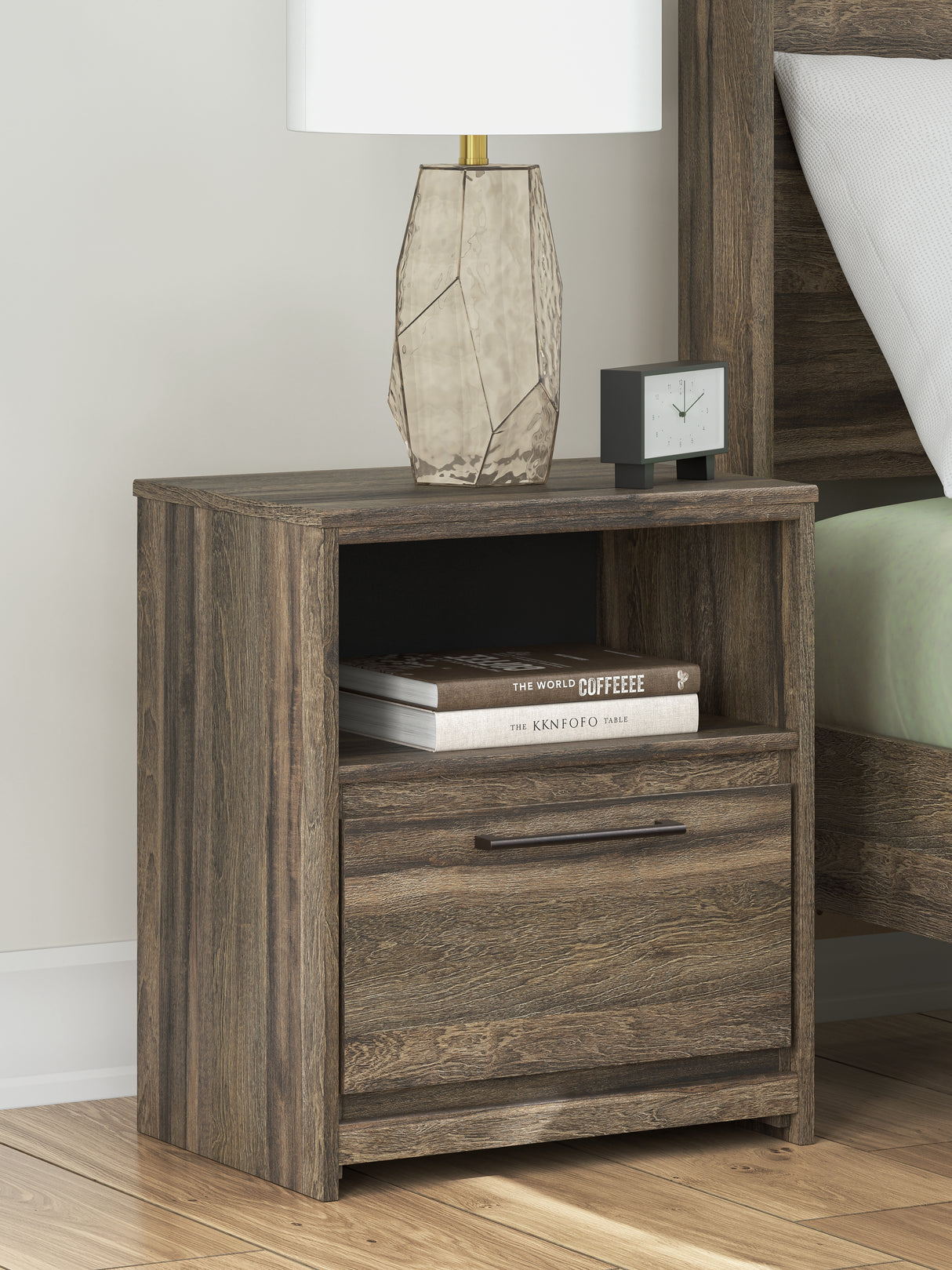 Elbrim Brown King Panel Bed, Dresser, Mirror and Nightstand from Ashley Furniture - Luna Furniture