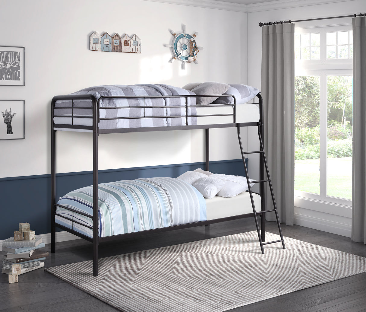 Lunar Dark Bronze Metal Twin/Twin Bunk Bed from Homelegance - Luna Furniture
