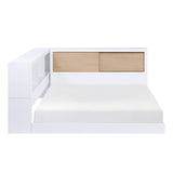 B2012BCT-1* (3) Twin Bookcase Bed, front view with open headboard shelves, white and natural finish
