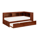 Rowe Dark Cherry Twin Bookcase Corner Bed with Storage Boxes