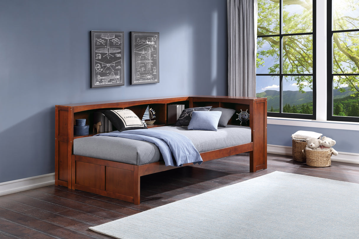 Rowe Dark Cherry Twin Bookcase Corner Bed from Homelegance - Luna Furniture