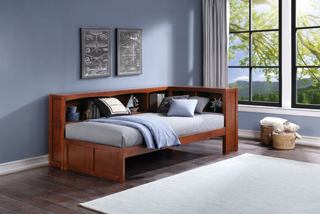 Rowe Dark Cherry Twin Bookcase Corner Bed from Homelegance - Luna Furniture