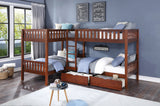 Rowe Dark Cherry Twin Corner Bunk Bed with Storage Boxes from Homelegance - Luna Furniture