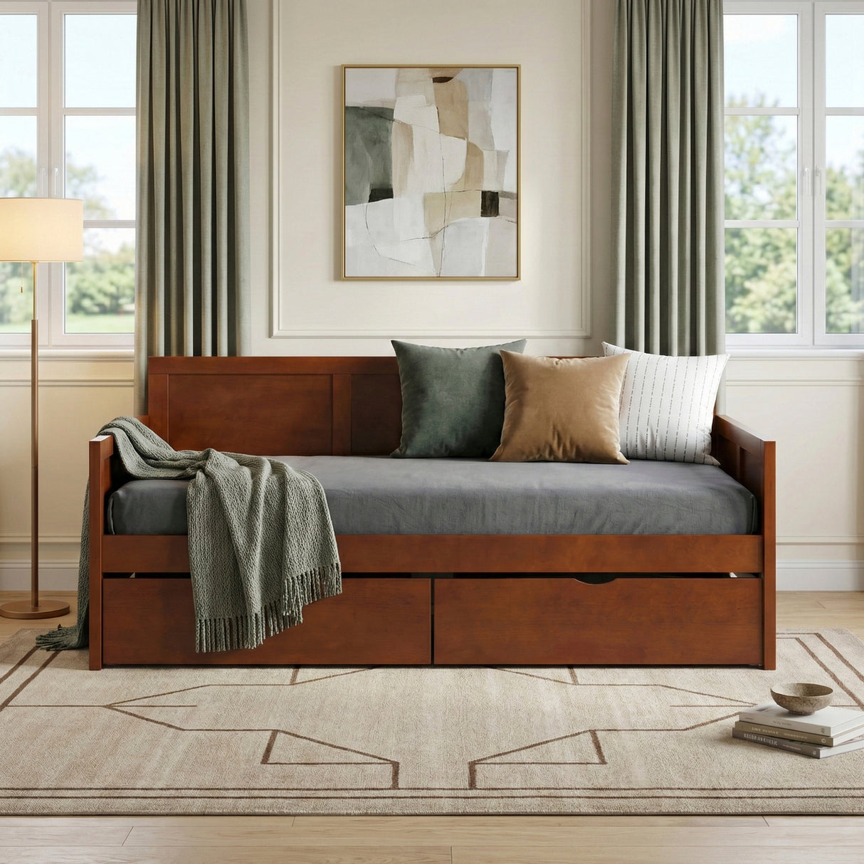 Rowe Dark Cherry Twin/Twin Bunk Bed from Homelegance - Luna Furniture