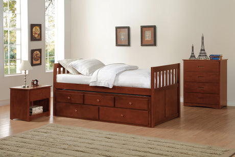 Rowe Dark Cherry Twin Captains Trundle Bed from Homelegance - Luna Furniture