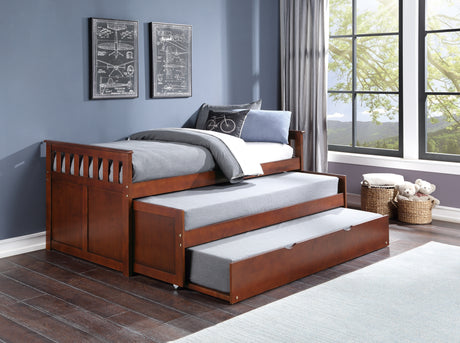 Rowe Dark Cherry Twin/Twin Bed with Twin Trundle from Homelegance - Luna Furniture