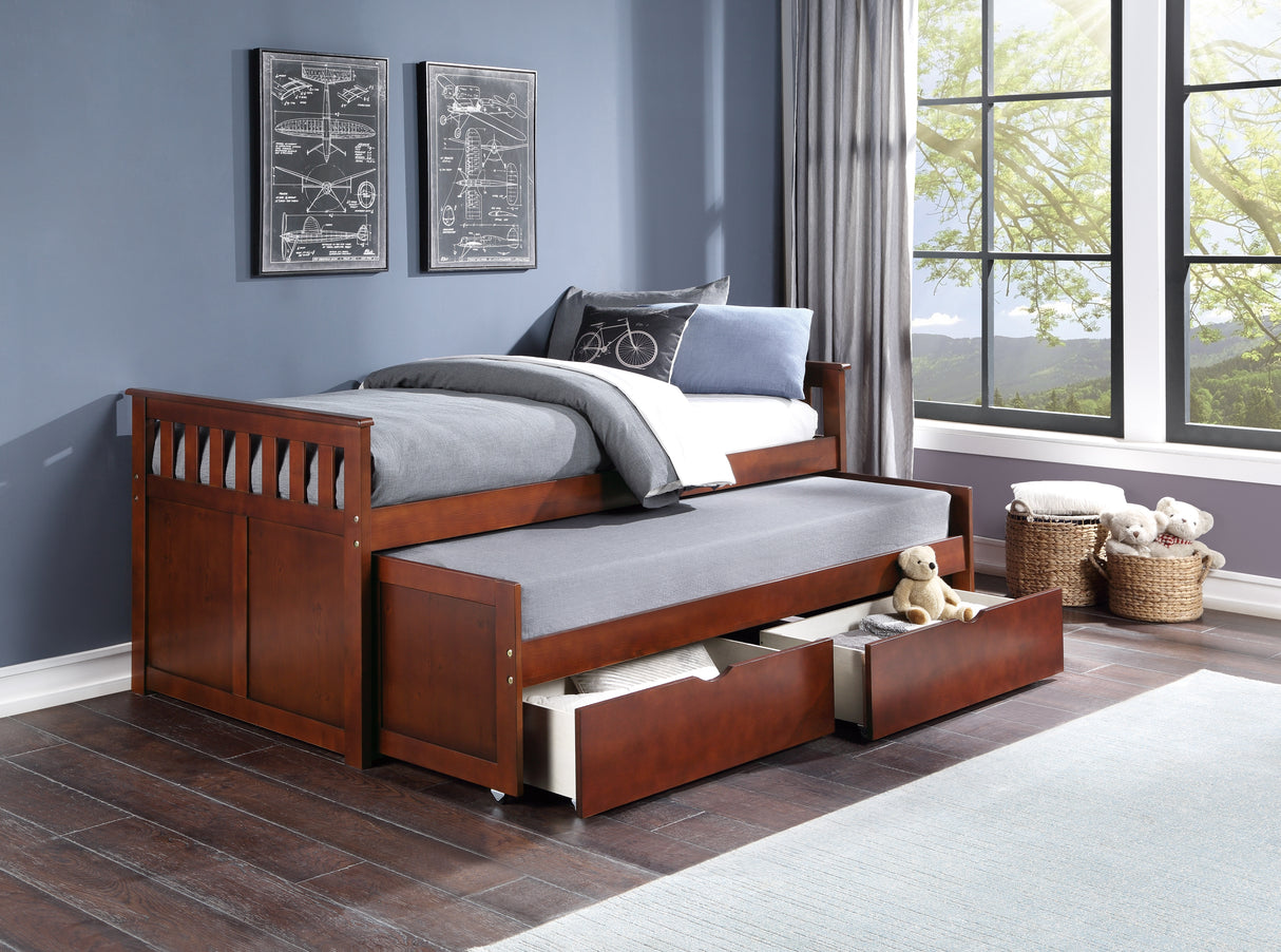 Rowe Dark Cherry Twin/Twin Bed with Storage Boxes from Homelegance - Luna Furniture