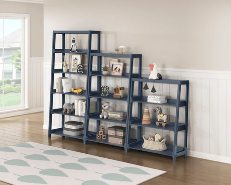 Sloane Navy Blue Bookcase, 5 Fixed Shelves from Homelegance - Luna Furniture