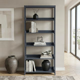 Sloane Navy Blue Bookcase, 5 Fixed Shelves from Homelegance - Luna Furniture