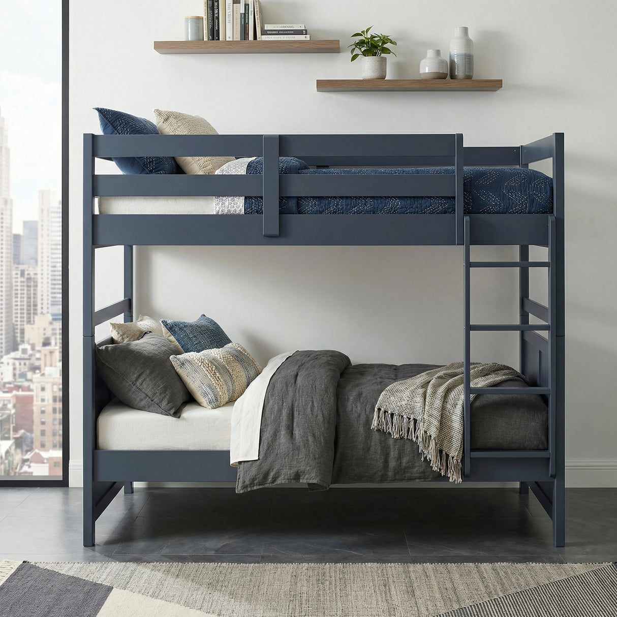 Sloane Navy Blue Twin/Twin Bunk Bed from Homelegance - Luna Furniture