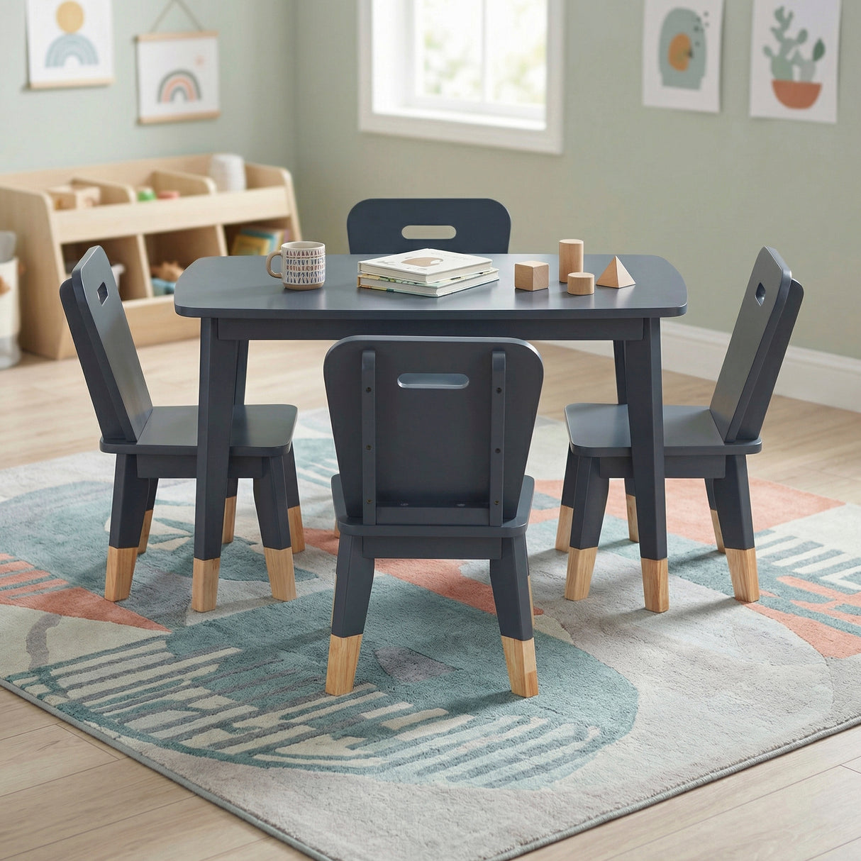 Sloane Navy Blue 5-Piece Pack Children Table and Chairs Set from Homelegance - Luna Furniture
