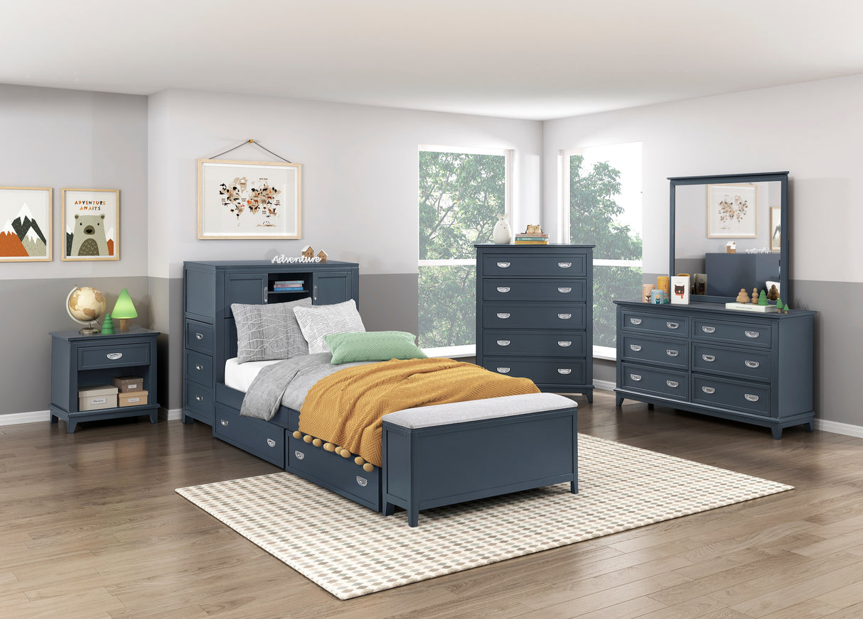 Sloane Navy Blue Twin/Full Bunk Bed from Homelegance - Luna Furniture