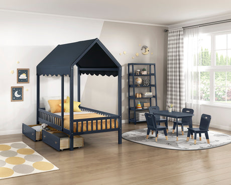 Sloane Navy Blue Twin/Full Bunk Bed from Homelegance - Luna Furniture