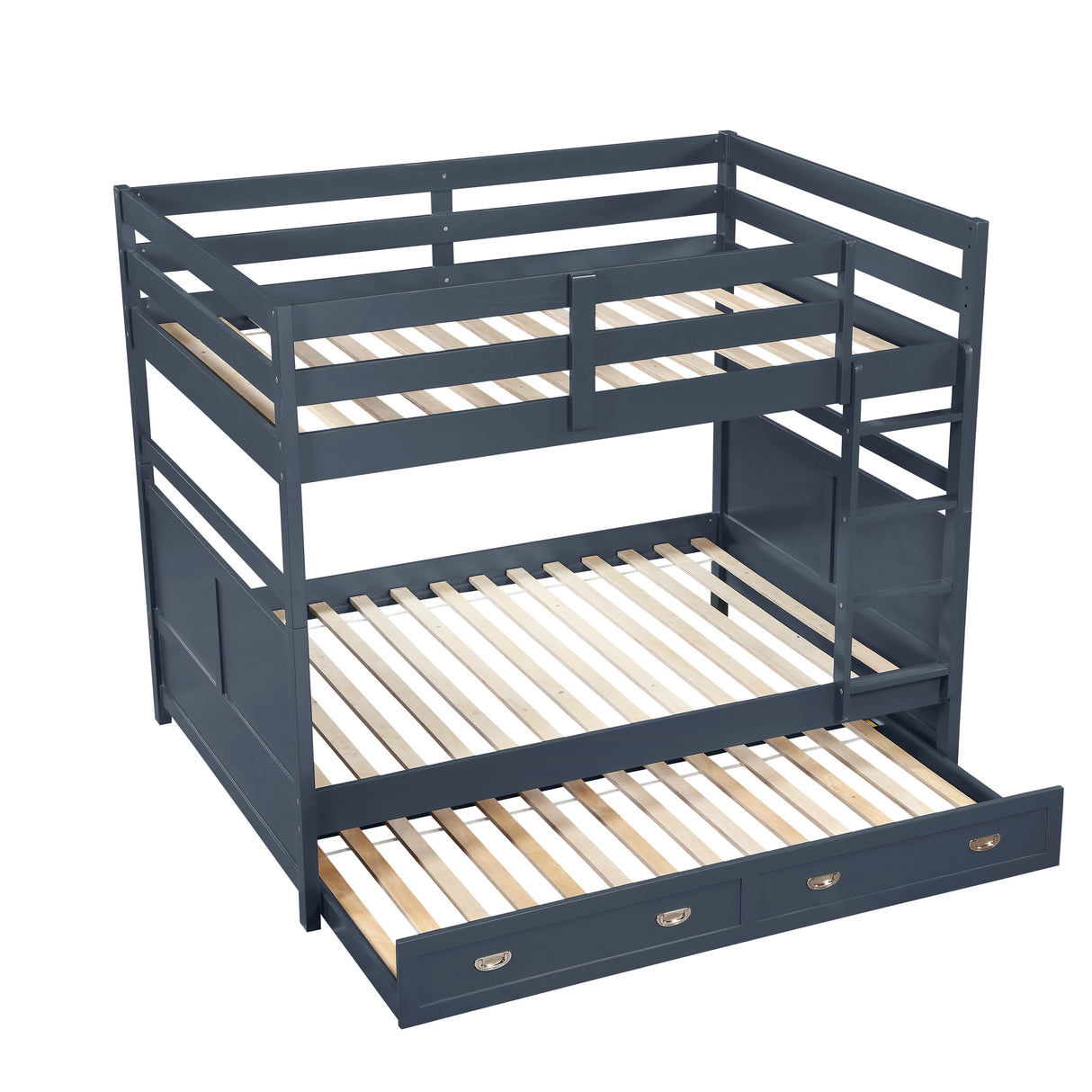 Sloane Navy Blue Twin/Full Loft Bunk Bed with Chest and Hidden Desk from Homelegance - Luna Furniture