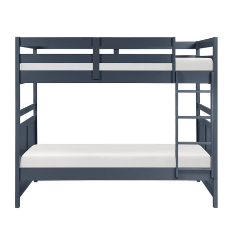 Sloane Navy Blue Twin/Full Loft Bunk Bed with Chest and Hidden Desk from Homelegance - Luna Furniture