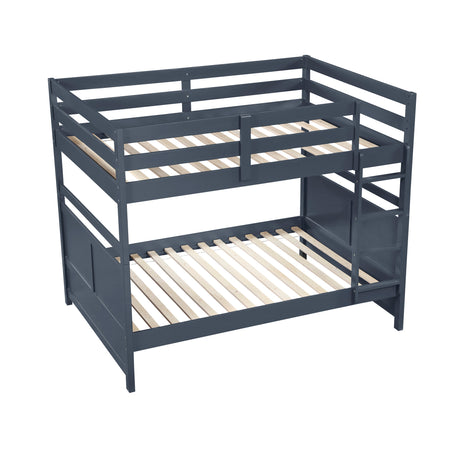 Sloane Navy Blue Twin/Full Loft Bunk Bed with Chest and Hidden Desk from Homelegance - Luna Furniture