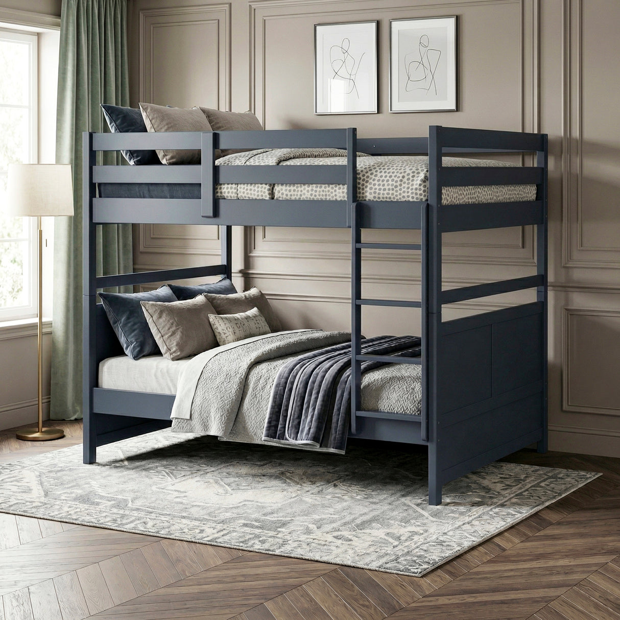 Sloane Navy Blue Full/Full Bunk Bed from Homelegance - Luna Furniture