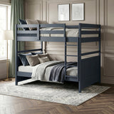 Sloane Navy Blue Twin/Full Loft Bunk Bed with Chest and Hidden Desk from Homelegance - Luna Furniture