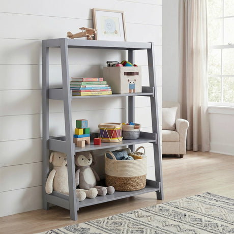 Sloane Gray Bookcase, 3 Fixed Shelves from Homelegance - Luna Furniture