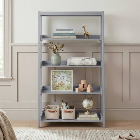 Sloane Gray Bookcase, 4 Fixed Shelves from Homelegance - Luna Furniture