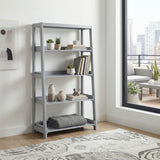 Sloane Gray Bookcase, 4 Fixed Shelves from Homelegance - Luna Furniture