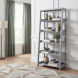 Sloane Gray Bookcase, 5 Fixed Shelves from Homelegance - Luna Furniture