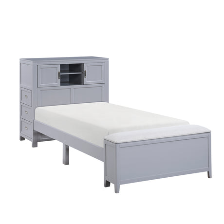 Sloane Gray Twin Bookcase Bed from Homelegance - Luna Furniture